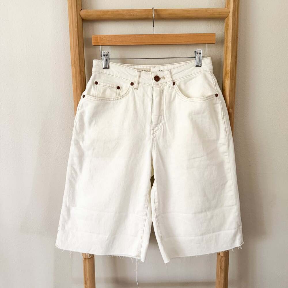 Anthropologie Pilcro Austyn High Rise Cuffed Bermuda Jean Shorts White Size 25 - Picture 2 of 10
